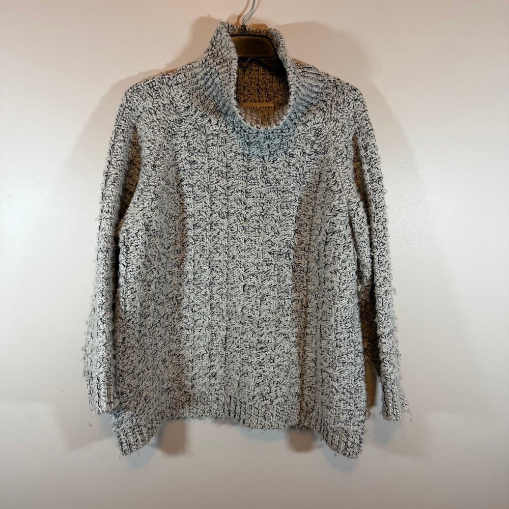 Apiece Apart Light Gray Merino Wool Mock Neck Chunky Knit Sweater Womens M